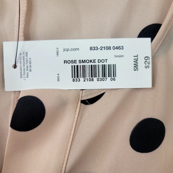 Worthington Women Small Sleeveless Tunic High-Low Rose Smoke Dot Semi-Sheer New - Picture 5 of 11